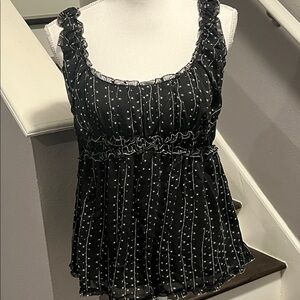Max Studio Black and White Ruffled Sleeveless Blouse. Like New Sz Lg fully lined